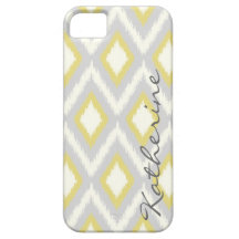 Gray & Yellow Tribal Ikat Chevron iPhone 5 Covers