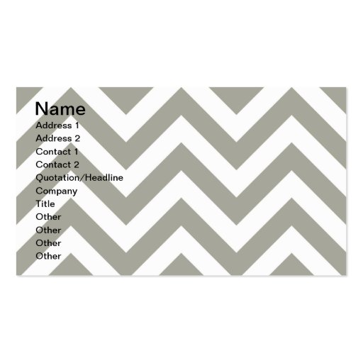 Gray Zig Zag Chevrons Pattern Business Card Templates (front side)