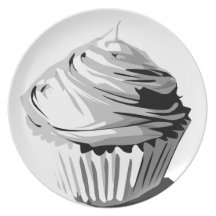 Grayscale cupcake plate