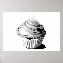 Grayscale cupcake poster