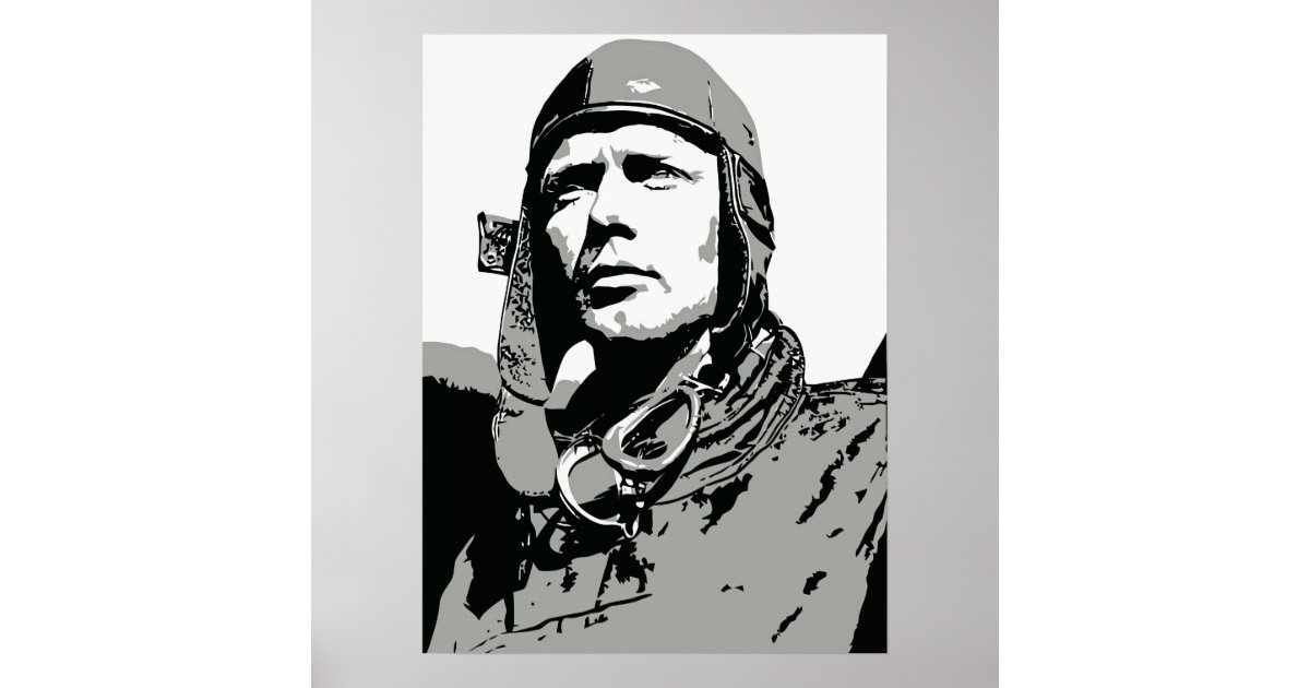 Grayscale vector art: Charles Lindbergh (18"x 24") Poster | Zazzle