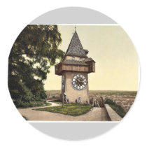 Graz, the clock, Styria, Austro-Hungary classic Ph Round Stickers