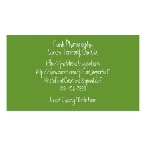 Grazing Caribou Business Card (back side)