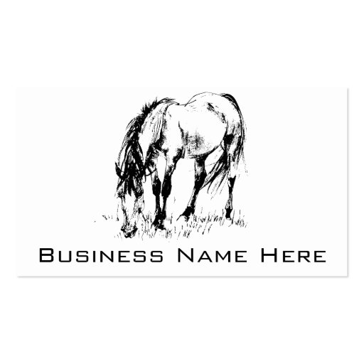 Grazing Horse Illustration Business Cards (front side)