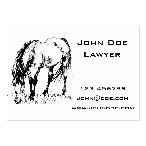 Grazing Horse Illustration Business Cards (front side)