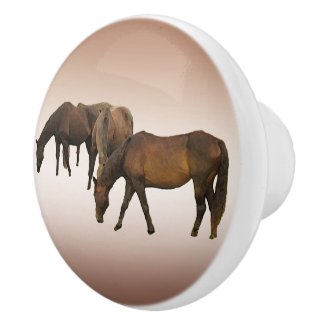 Grazing Horses Ceramic Knob