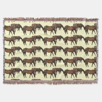 Grazing Horses Throw Blanket