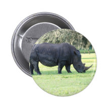 Grazing Rhino Button