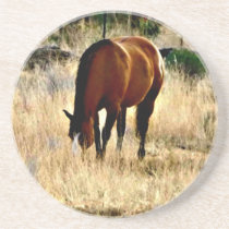 Grazing Sorrel Horse Coaster