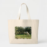 Grazing White Horse  Canvas Bag