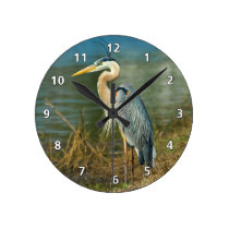Great Blue Heron at the Pond Clock at Zazzle