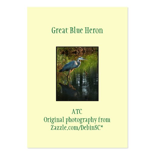 Great Blue Heron ATC Photo Card 2 Business Card Template (back side)