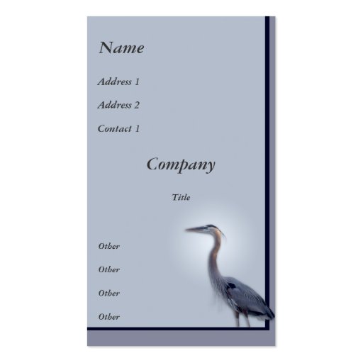 Great Blue Heron Business Card Template (front side)