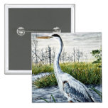 Great blue heron button