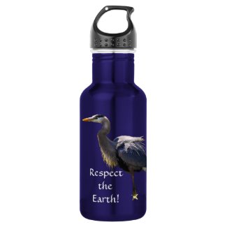 Great Blue Heron Earth Day 18oz Water Bottle