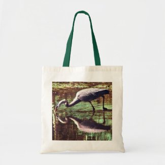 Great Blue Heron Fishing Canvas Bags
