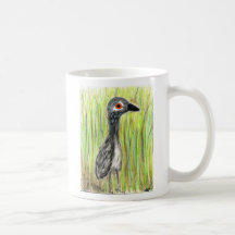 great blue heron juvey in the reeds coffee mugs