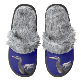 Great Blue Heron Pair of Fuzzy Slippers