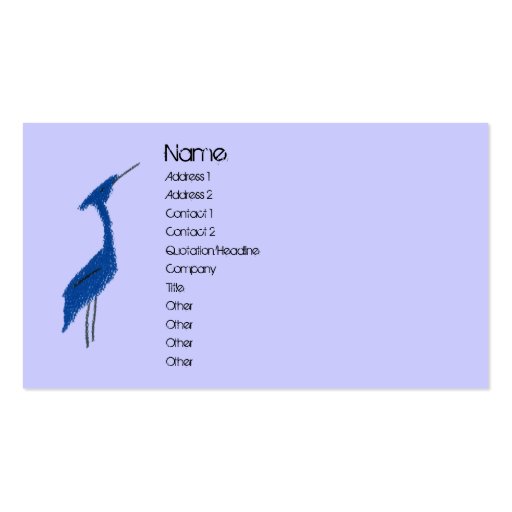 GREAT BLUE HERON profile card Business Cards (front side)
