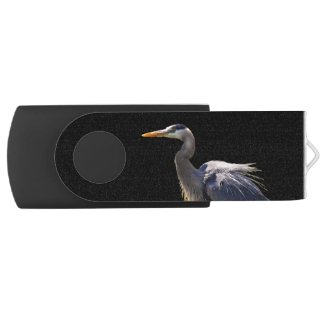 Great Blue Heron Swivel USB Flash Drive