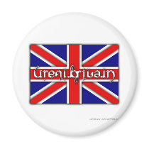 'Great Britain' ambigram on a British flag magnets