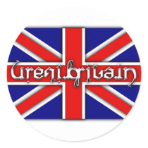 'Great Britain' ambigram on a British flag stickers
