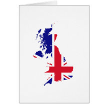 Great Britain Map Flag Greeting Cards