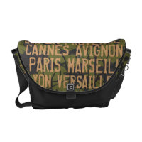 Great Cities of France Urban Grunge Khaki &amp; Black Messenger Bag