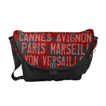Great Cities of France Urban Grunge Red & Black Courier Bag