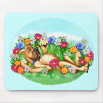 Great Dane Chasing Butterflies Fawn Mousepad