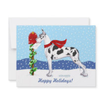 Great Dane Christmas Mail Harlequin Invitations