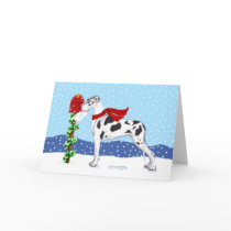 Great Dane Christmas Mail Harlequin UC Greeting Card