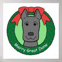 Great Dane Christmas Poster