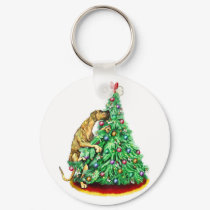 Great Dane Christmas Reach Goals Brindle UC keychains