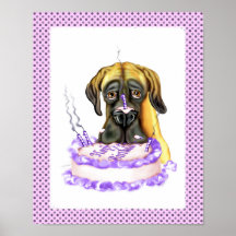 Great Dane Fawn UC Birthday Cake Posters