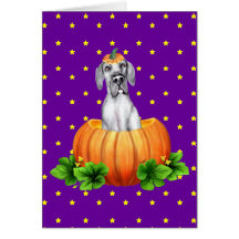 Great Dane Halloween Blue UC Dane-O-Lantern Card