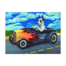 postcard - Send this Fun Harlequin in a hot rod postcard for any occasion. Also great to give as prizes at dog shows, and/or stocking stuffers during holiday gift-giving. Look for the matching postage! You won't find these anywhere else, cause I'm the artist of the original painting.©LynHamerCook, visit www.petart.net and www.corgiart.net