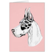 Great Dane Harlequin Feminine Greeting Cards