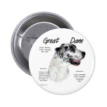 Great Dane (harlequin) History Design Pinback Buttons