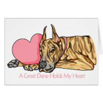Great Dane Holds Heart Brindle cards