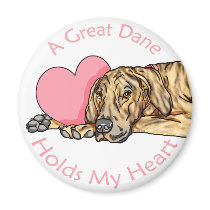 Great Dane Holds Heart Brindle UC Fridge Magnet