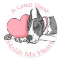 Great Dane Holds Heart Mantle stickers