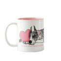 Great Dane Holds Heart MerleB mugs