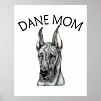 Great Dane Mom Black posters