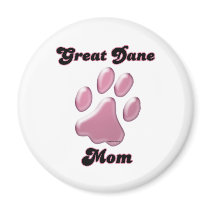 Great Dane Mom Pink Pawprint - Magnet by GreyWolfCreation Great Dane Mom Pink Pawprint - Magnet