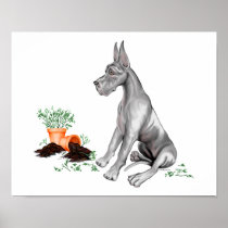 Great Dane Naughty Pup Black posters