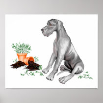 Great Dane Naughty Pup Black UC posters