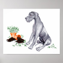 Great Dane Naughty Pup Blue UC posters