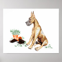 Great Dane Naughty Pup Brindle posters