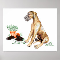 Great Dane Naughty Pup Brindle UC posters